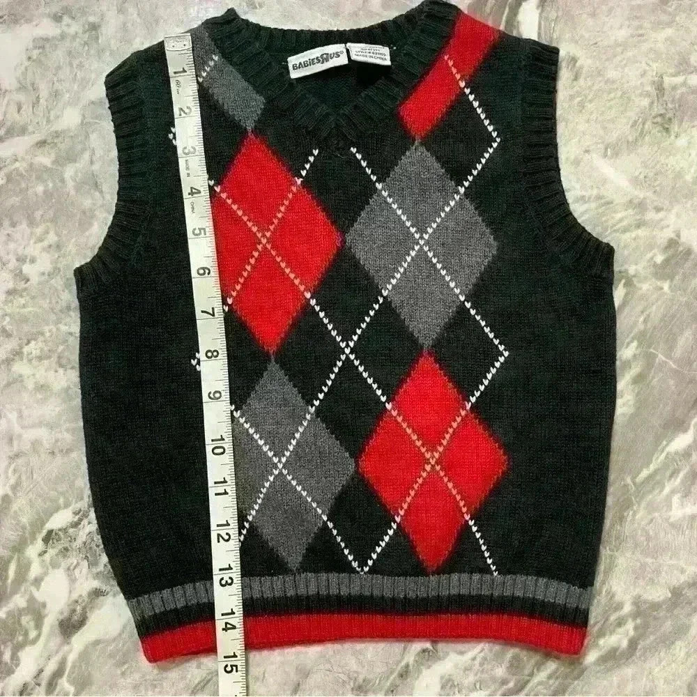 BabiesRUs Sweater Vest Holiday Winter Christmas Black-Red 100% Cotton Size 3T - Picture 3 of 6